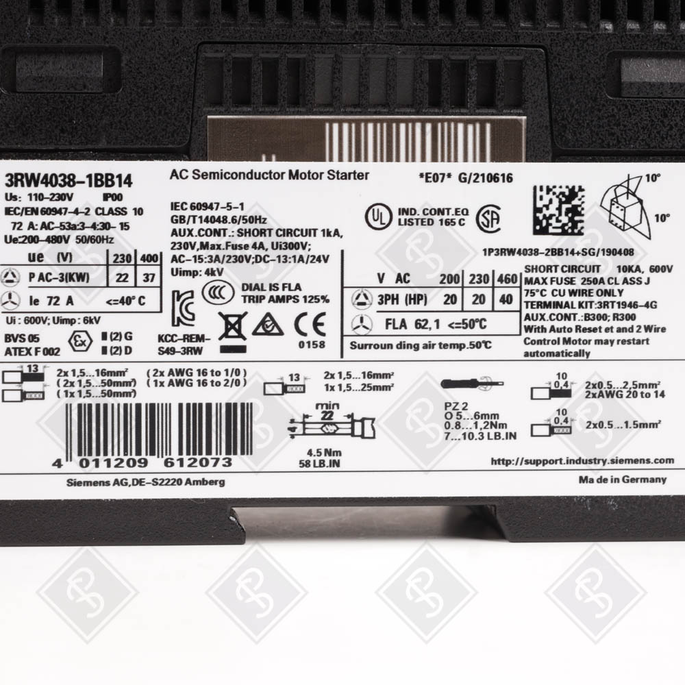 Плавный пускатель (софт-стартер) Siemens 3RW4038-1BB14 — изображение 5