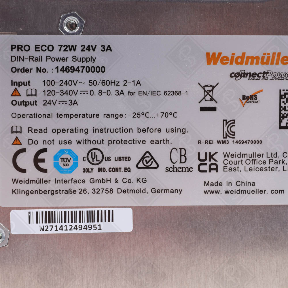 Импульсный блок питания Weidmuller PRO ECO 72W 24V 3A — изображение 3