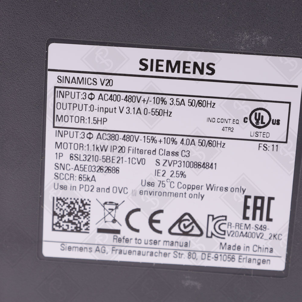 Преобразователь частоты Siemens 6SL3210-5BE21-1CV0 — изображение 5