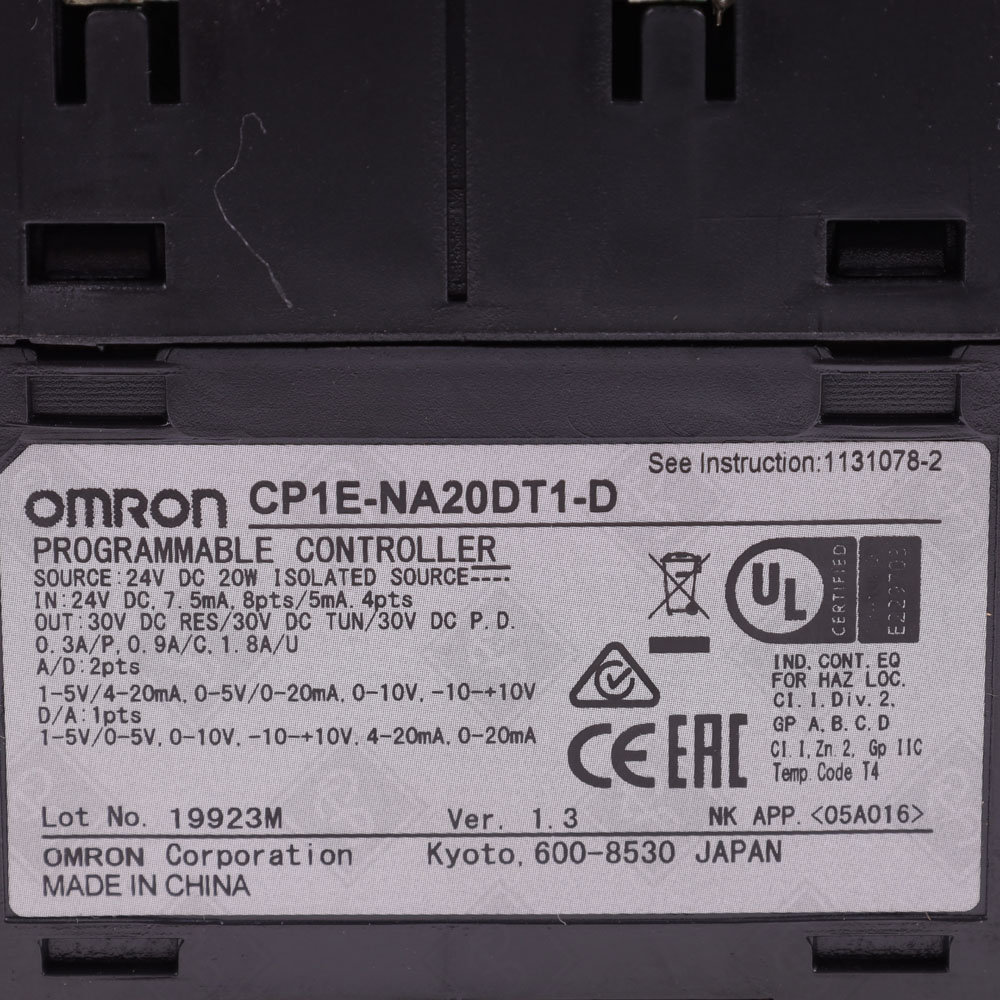 Компактный программируемый логический контроллер (ПЛК) Omron CP1E-NA20DT1-D — изображение 6