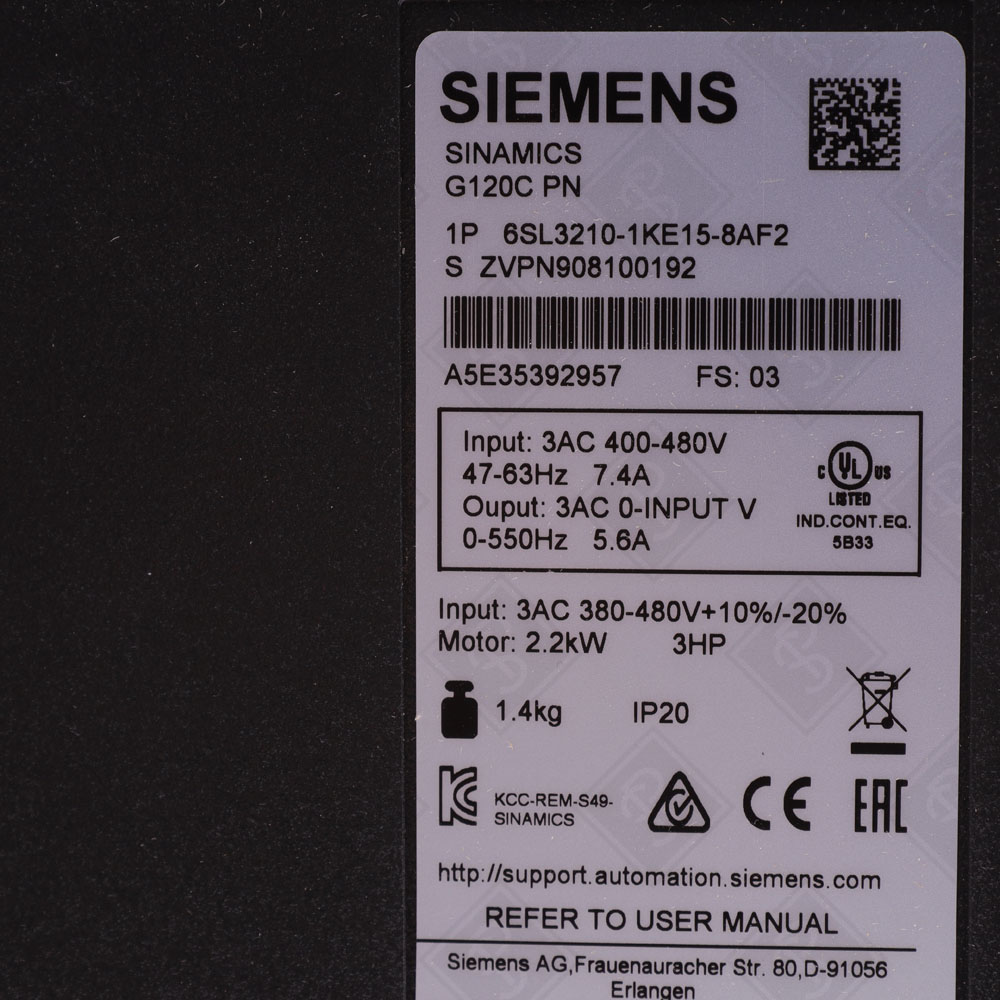 Компактный преобразователь частоты Siemens 6SL3210-1KE15-8AF2 — изображение 5